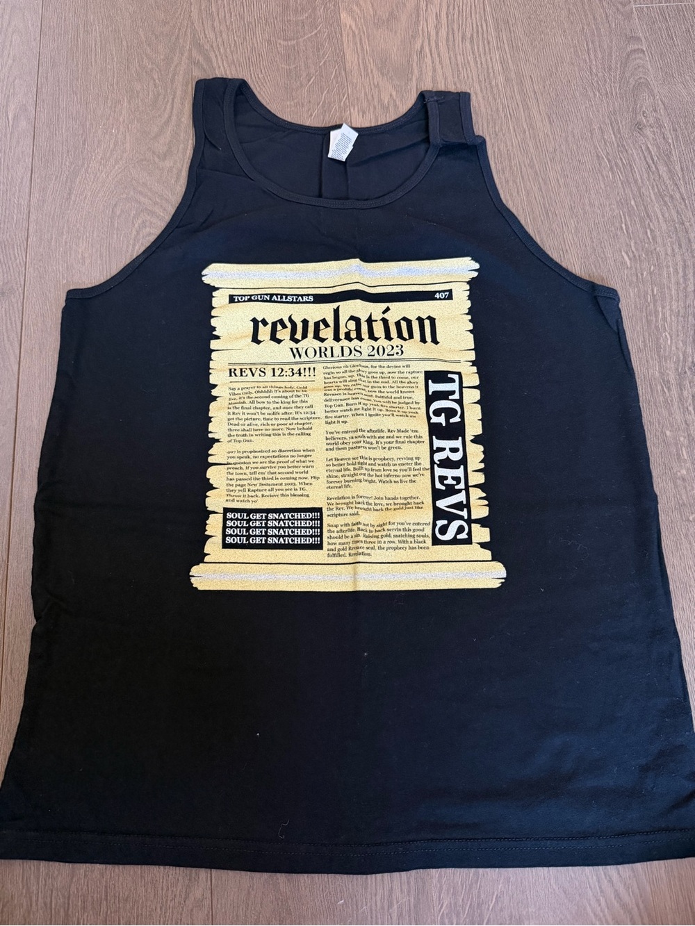 Revelation Worlds 2023 Black Graphic Tank Top